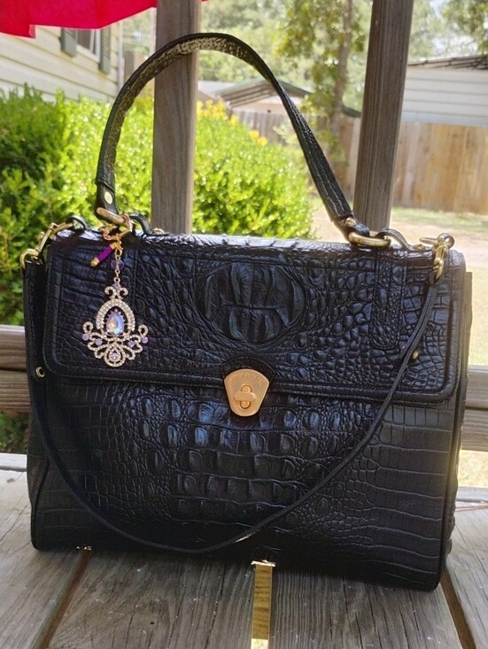 Brahmin Handbags - Brahmin Black Croc-Embossed  Messenger Bag/:Satchel & FREE Walnut Case